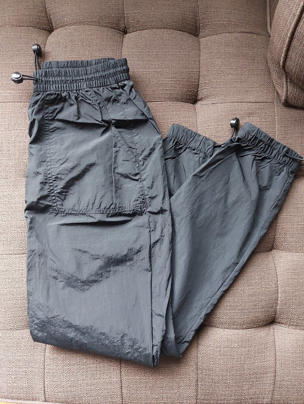 H&M Black Elastic Waist Parachute Pants